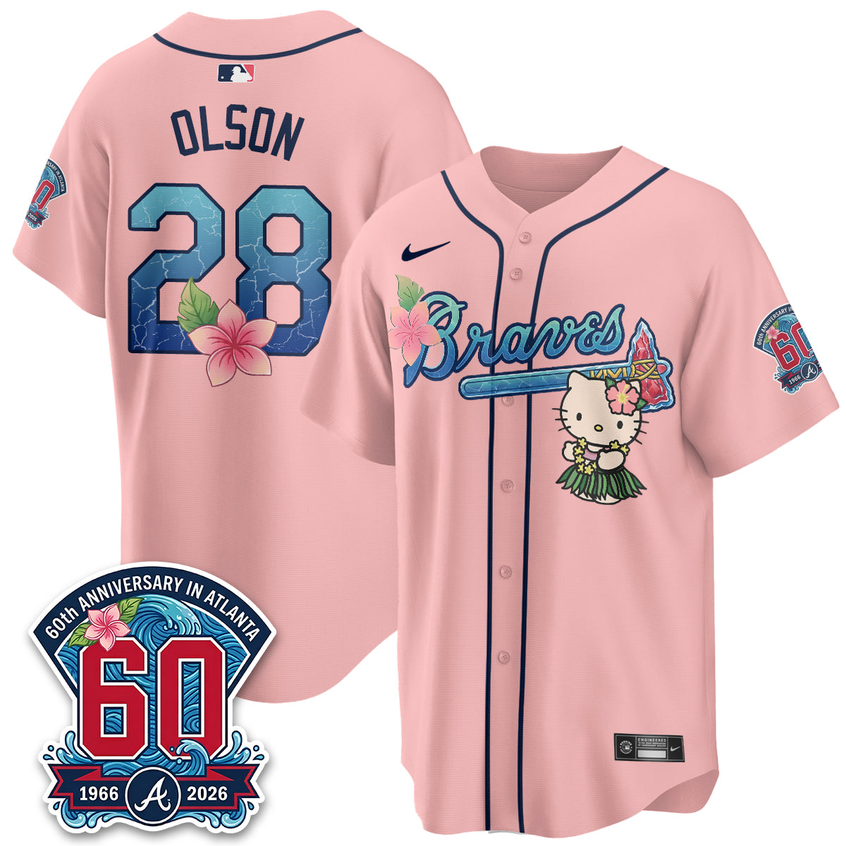 Atlanta Braves x Meow Aloha Spirit Vapor Jersey - Stitched