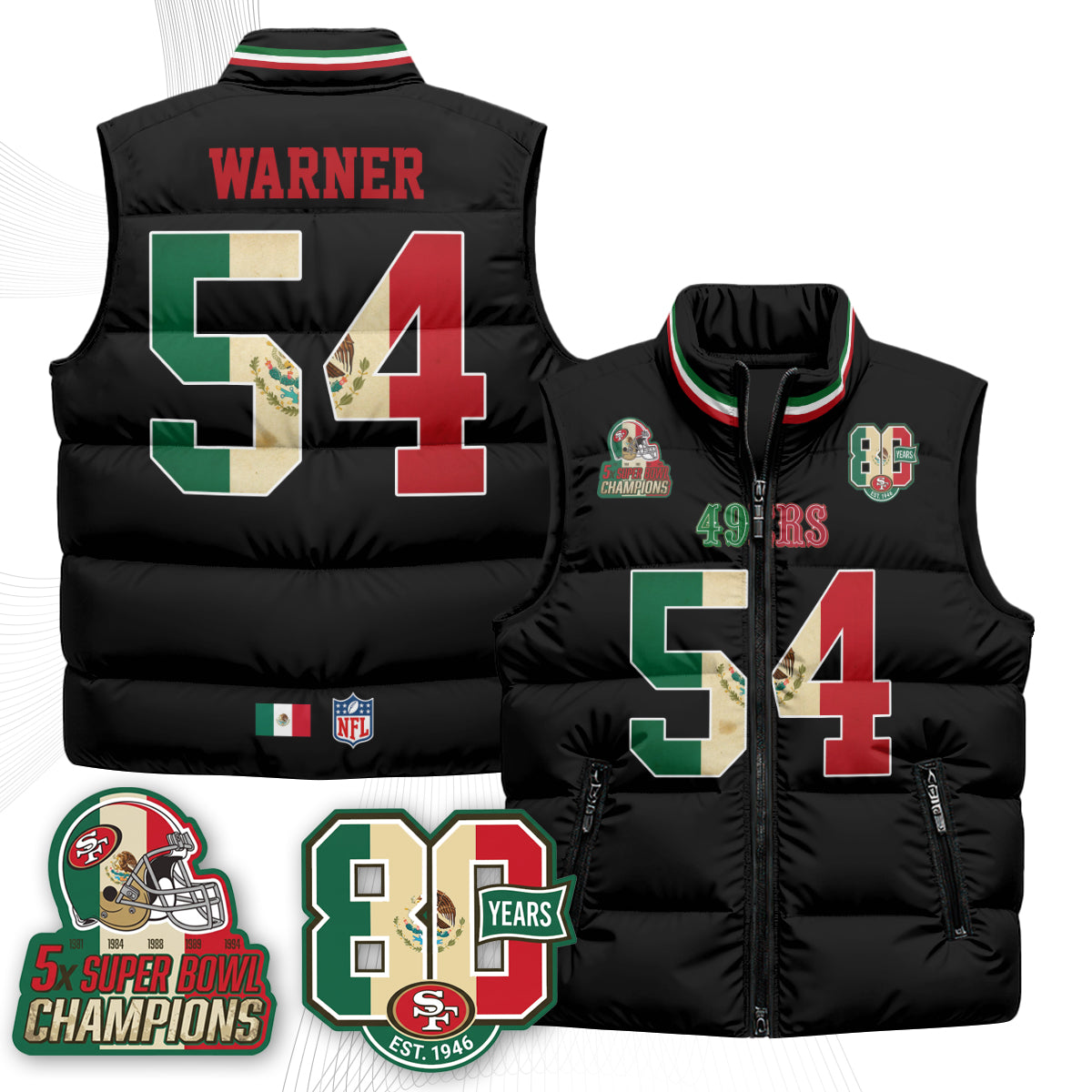 SF Mexico Style Puffer Vest - Printed