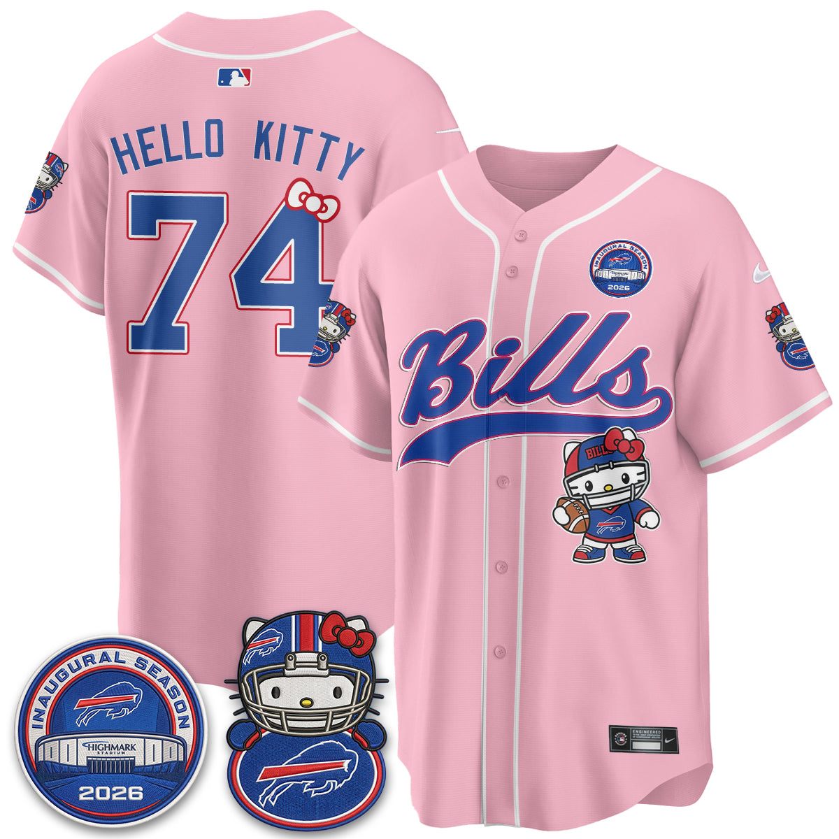 Buffalo Bills x Meow  Vapor Baseball Jersey - Stitched