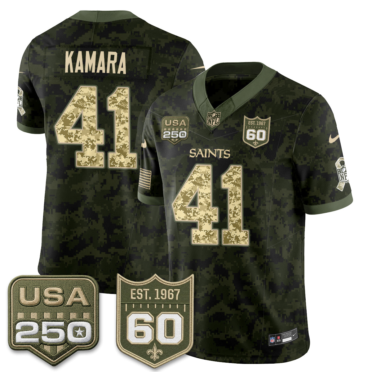 New Orleans Saints 2026 Salute to Service Vapor Jersey - Stitched