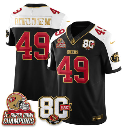San Francisco 49ers 80 Years & 5X Champs Vapor Jersey - Stitched