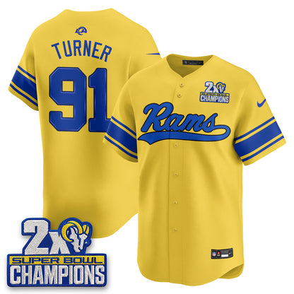 Los Angeles Rams 2X Champs Rivalries Baseball Vapor Jersey - Stitched
