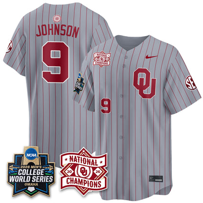 Oklahoma Sooners Nike 2026 NCAA Baseball Men's College World Series Champions Vapor Jersey - Stitched