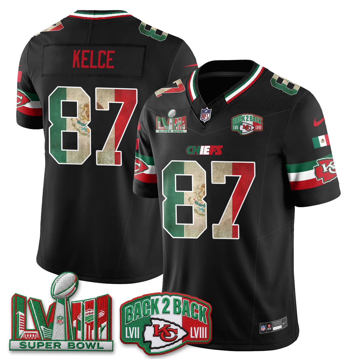 Kansas City Chiefs Mexico Edition Vapor Jersey - Stitched