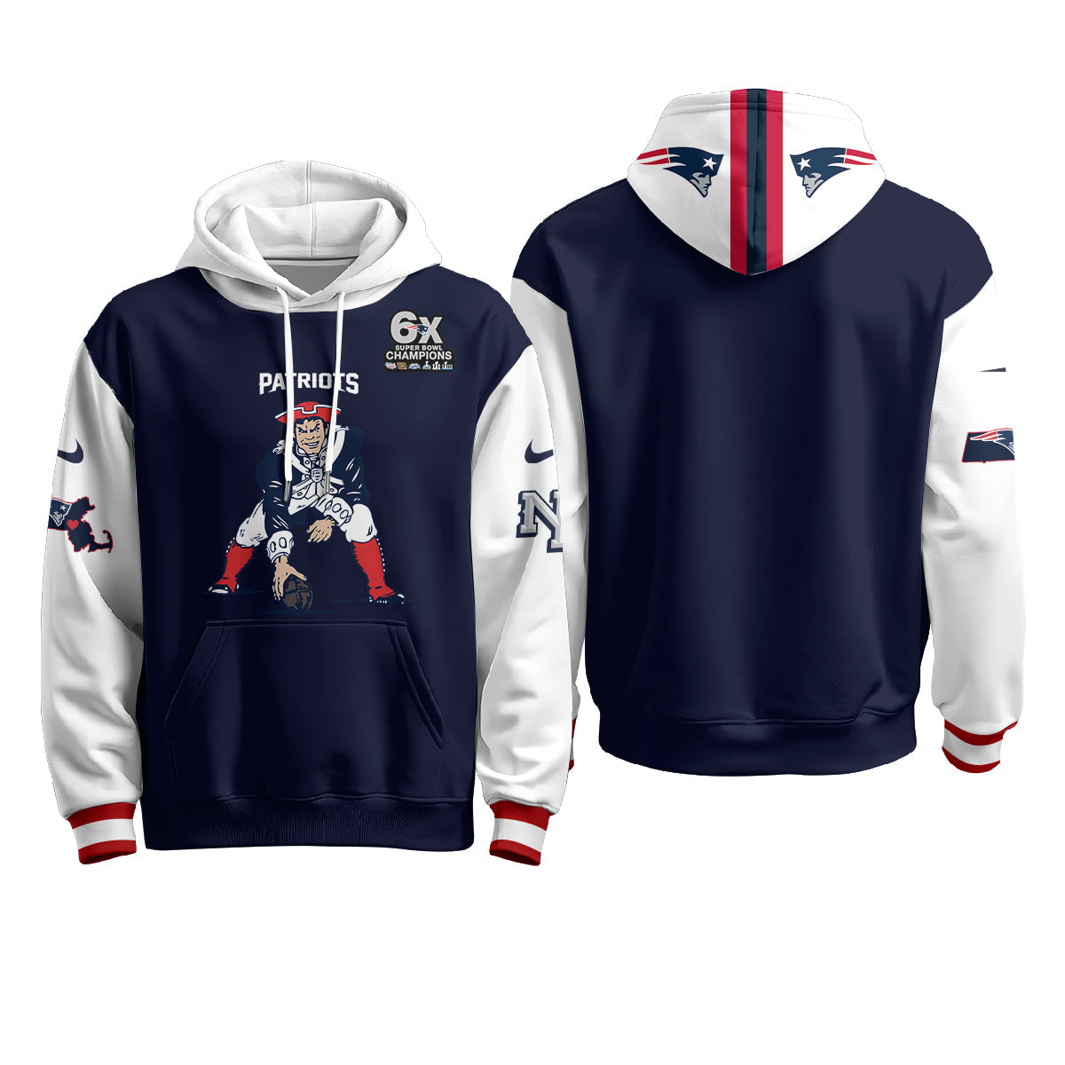 New England Patriots Minuteman Edition Fleece Hoodie - Printed