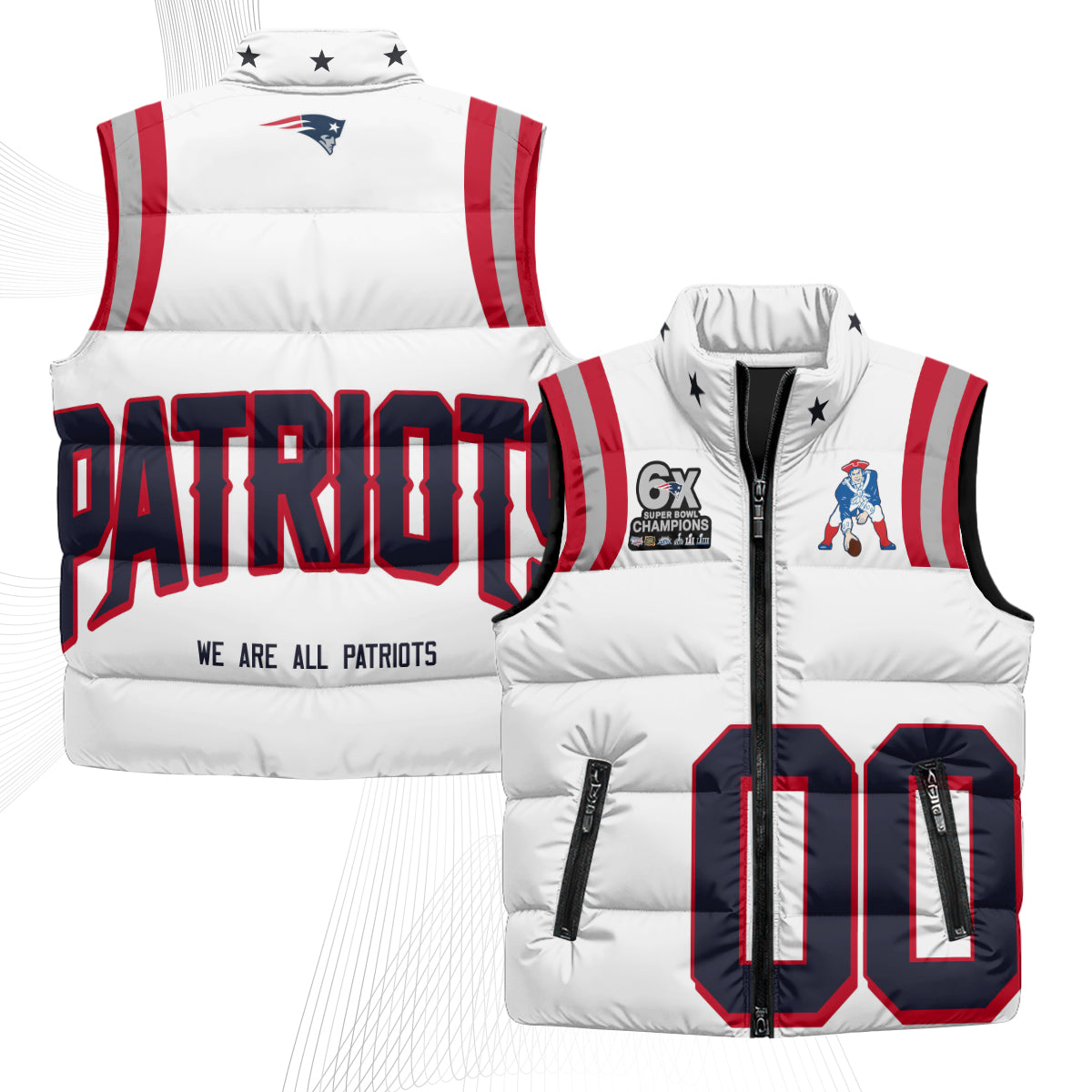 New England Patriots Rivalries Custom Puffer Vest - Printed