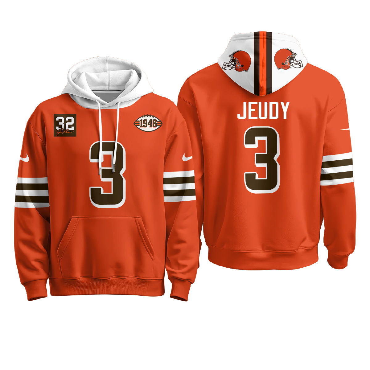 Cleveland Browns 1946 Anniversary Patch Hoodie - Stitched