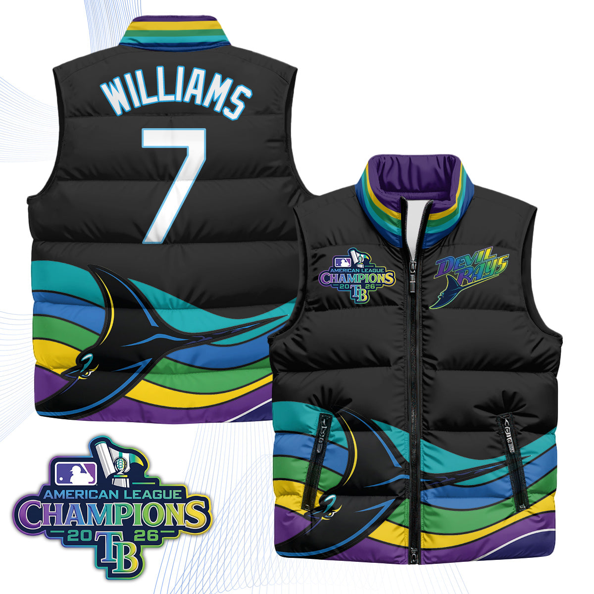Tampa Bay Rays 2026 AL Champions Limited Puffer Vest - Printed