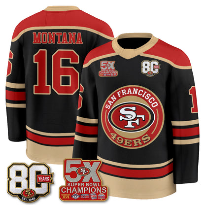 San Francisco 49ers 4X Champs Hockey Jersey - Stitched