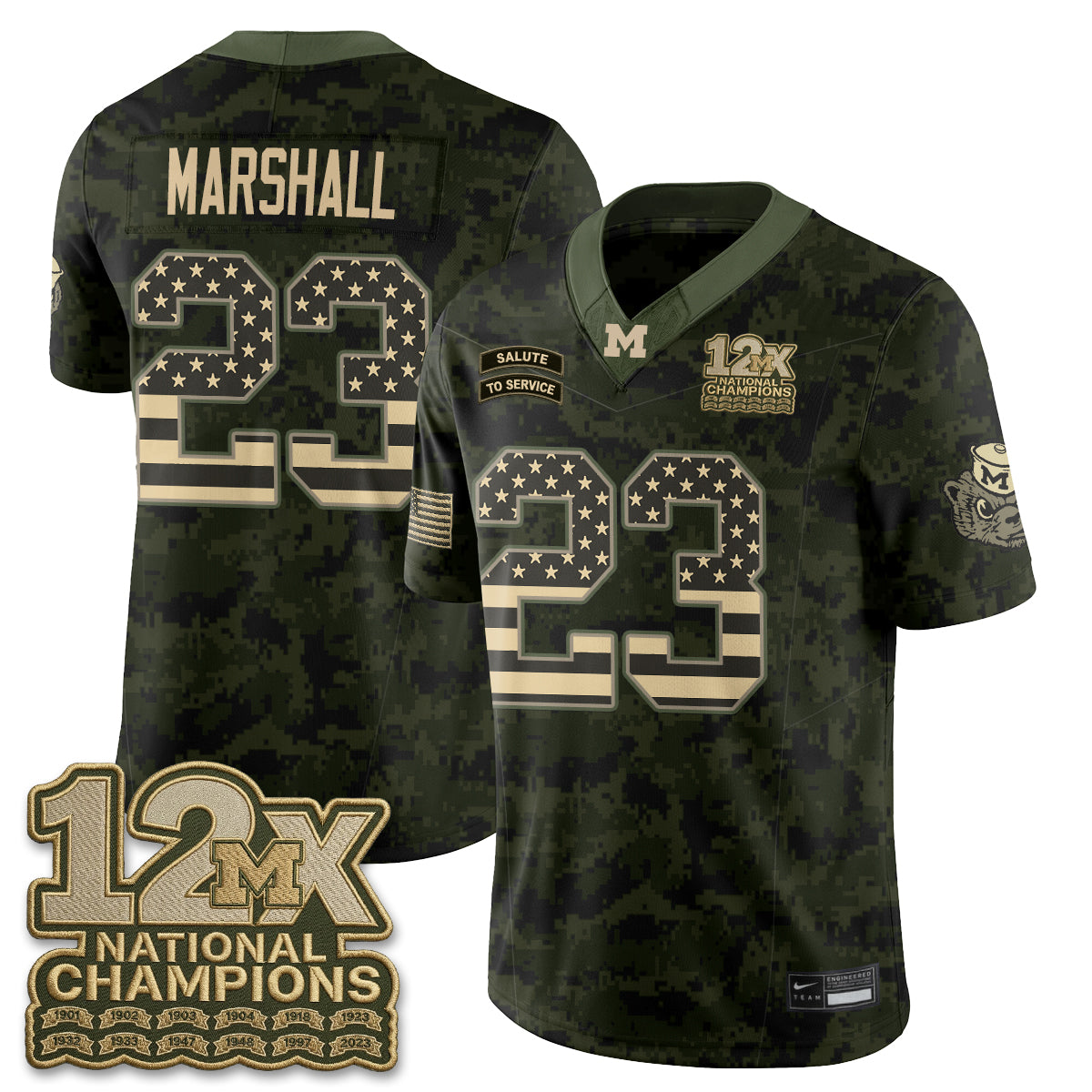 Michigan Wolverines 2026 Salute to Service Vapor Jersey - Stitched