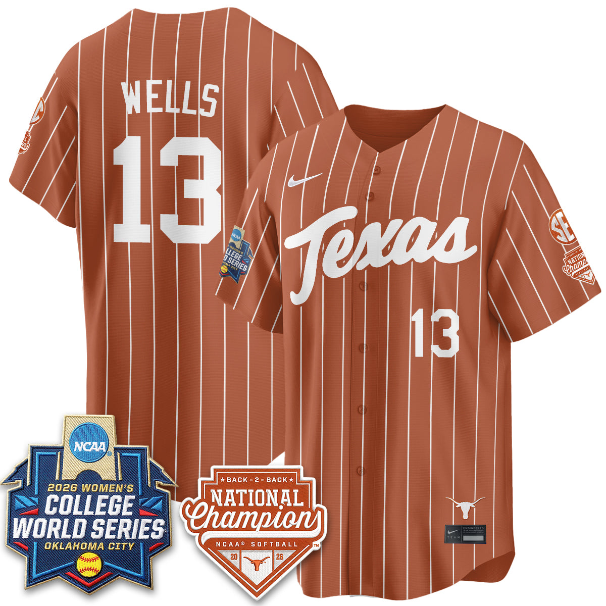 TEX Softball 2026 World Series (WCWS) Vapor Premier Limited Jersey - B2B Champs - Stitched
