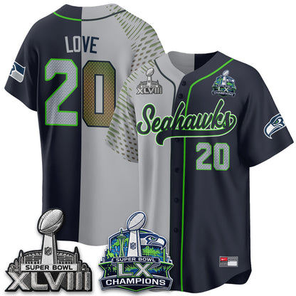 Seattle Seahawks S.Bowl Champs Split Baseball Vapor Jersey V1- Stitched