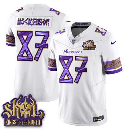 MIN Fangear Edition Warrior Skol Patch Vikings Font Vapor Jersey - Stitched