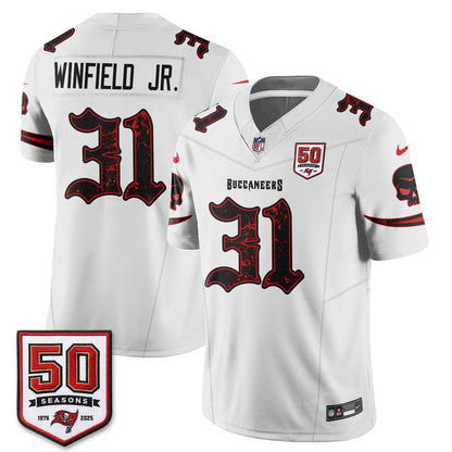 Tampa Bay Buccaneers Skull 50 Seasons Edition Vapor Jersey - Stitched