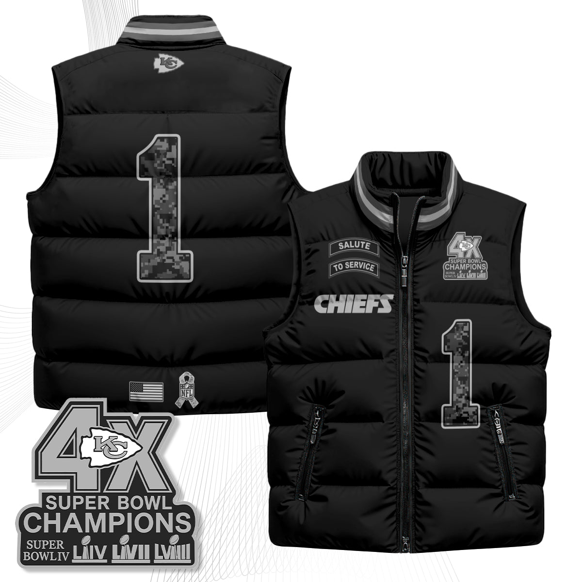KC 2026 Salute to Service Puffer Vest - Printed