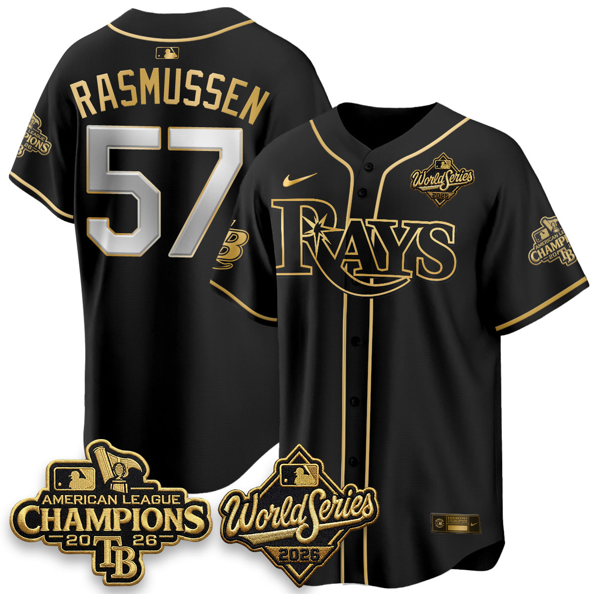 TB 2026 AL Champions Black Gold Edition Vapor Jersey V2- Stitched