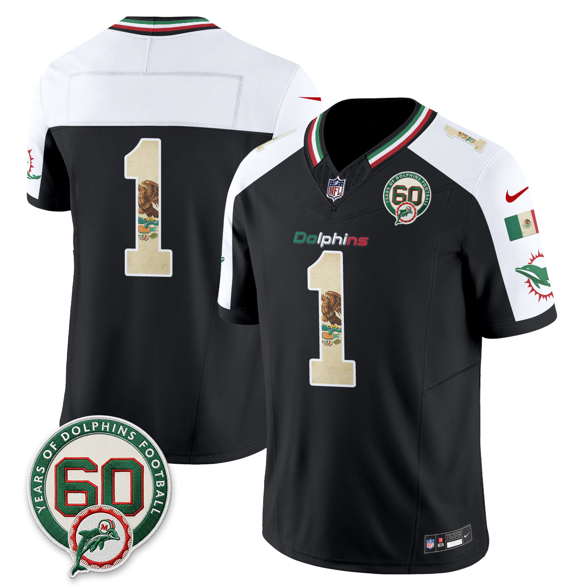 Miami Dolphins Mexico Edition Vapor Jersey - Stitched