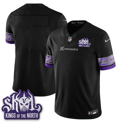 MIN Fangear Edition Warrior Skol Patch Vikings Font Vapor Jersey - Stitched