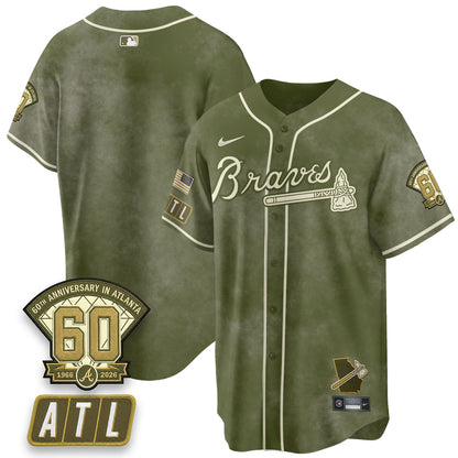 ATL New Era Olive 2026 Armed Forces Day Vapor Limited Jersey - All Stitched