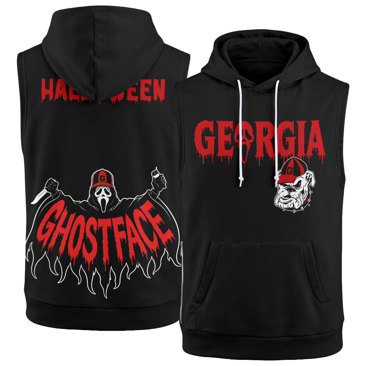 GB x The Ghost Mask Edition Sleeveless Hoodie Tank Top - Printed