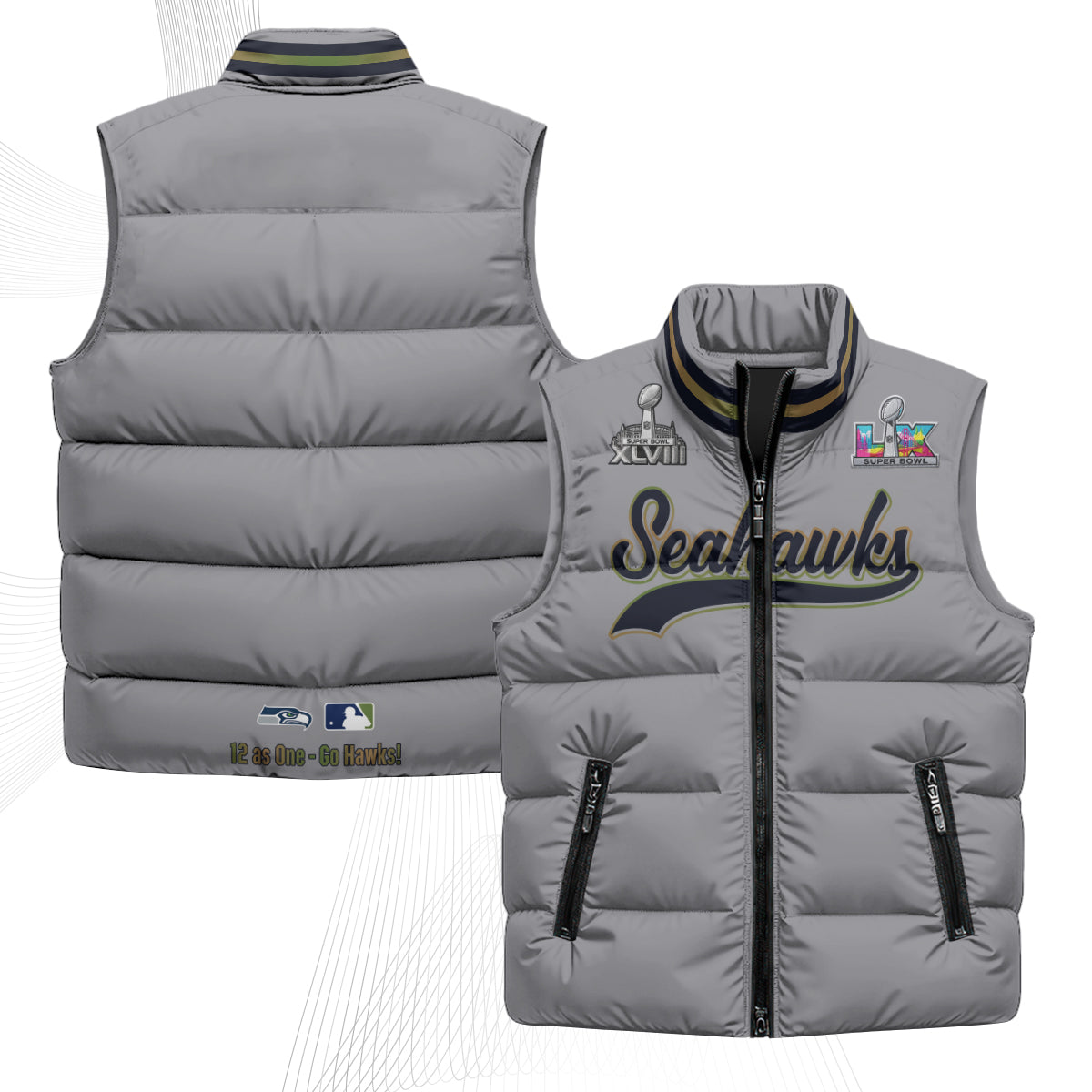 SEA S.Bowl Champs Puffer Vest - Printed