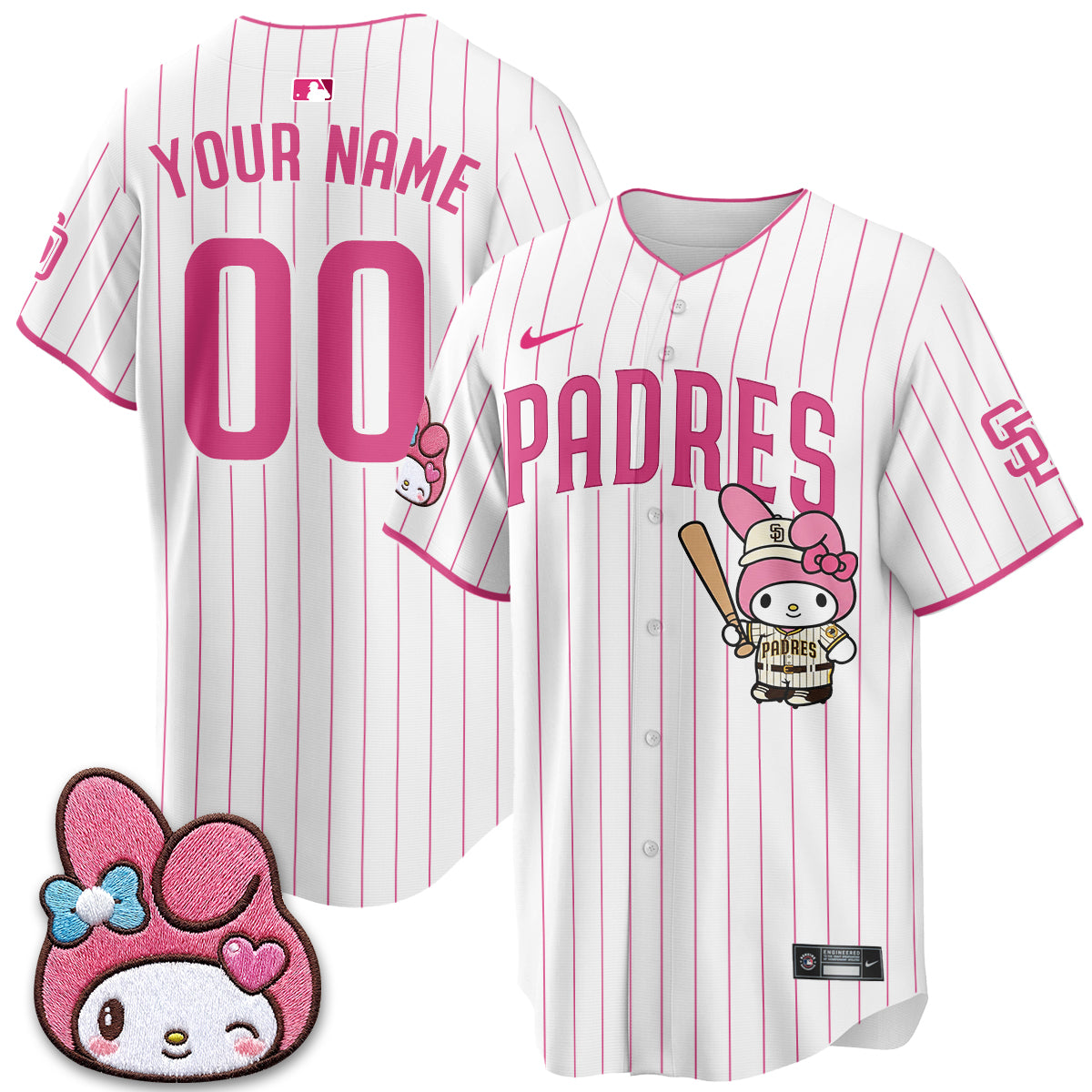 San Diego Padres x Pink Sanrio Friend Vapor Custom Jersey - Stitched