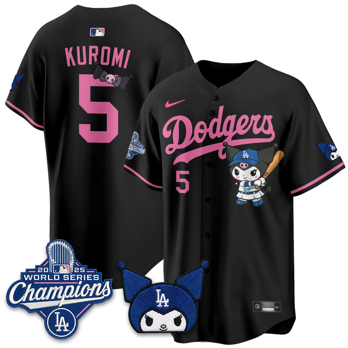 Los Angeles Dodgers Kuromi Edition Vapor Jersey - Stitched