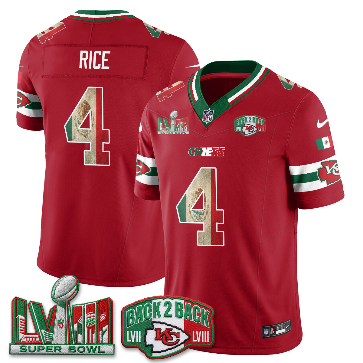Kansas City Chiefs Mexico Edition Vapor Jersey - Stitched