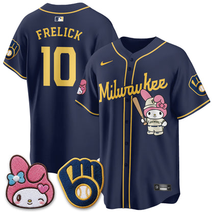 Milwaukee Brewers x Pink Sanrio Friend Edition Vapor Jersey - Stitched