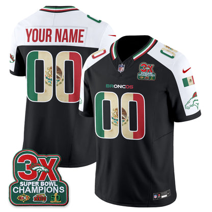 Denver Broncos Mexico Edition Vapor Custom Jersey - Stitched