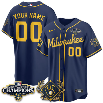Milwaukee Brewers 2026 NL Division Champs Vapor Custom Jersey - Stitched