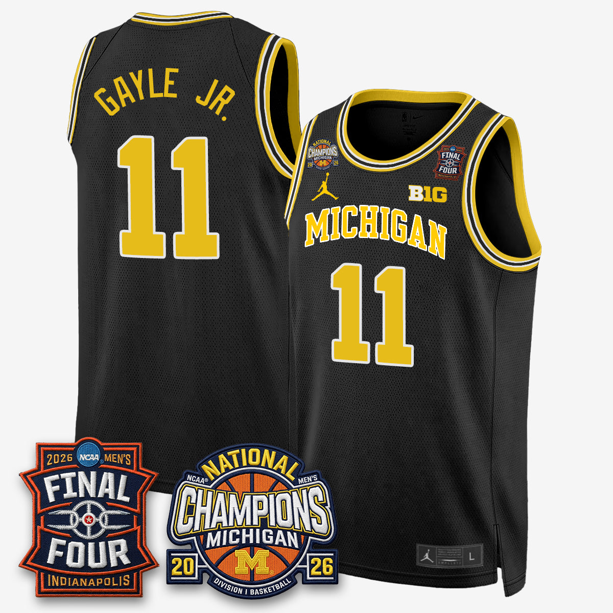 MICH Basketball National Champions Big Text Limited Vapor Jersey - All Stitched