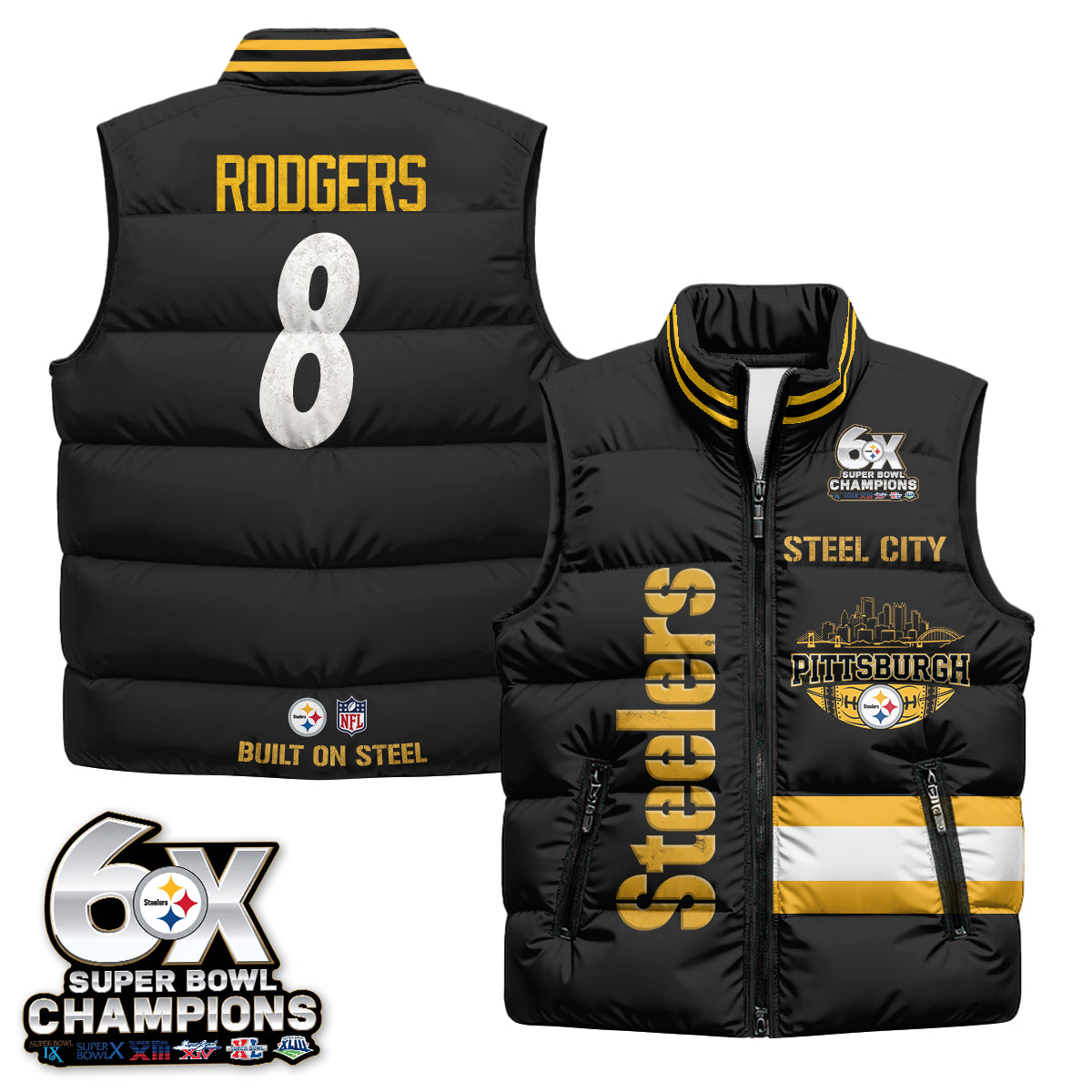 PIT "Steel City" Puffer Vest - Printed