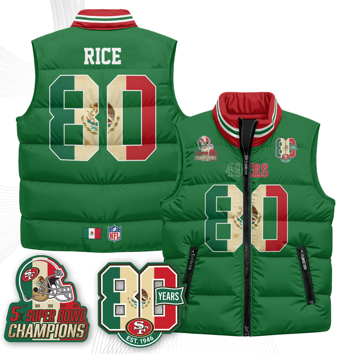 SF Mexico Style Puffer Vest - Printed