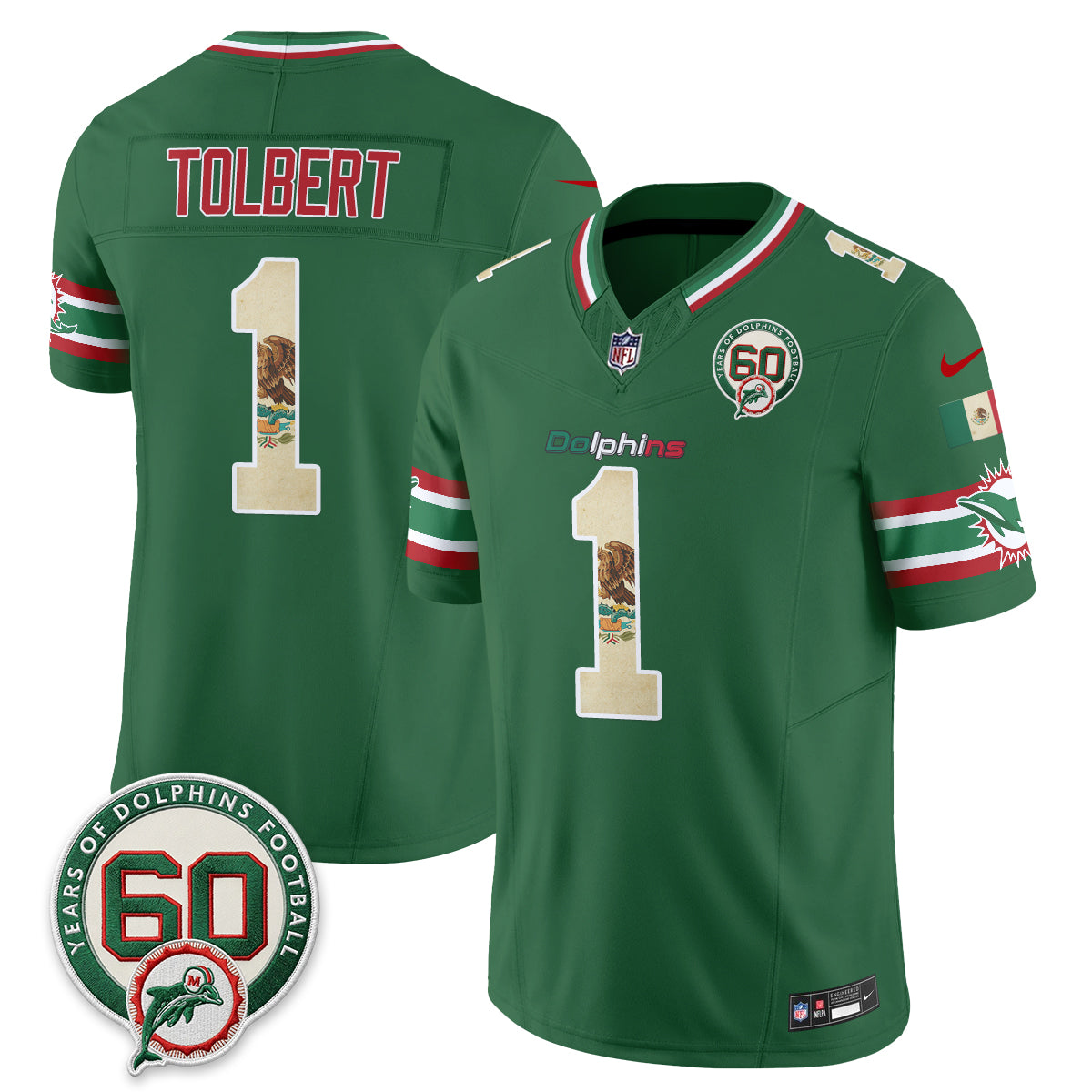Miami Dolphins Mexico Edition Vapor Jersey - Stitched