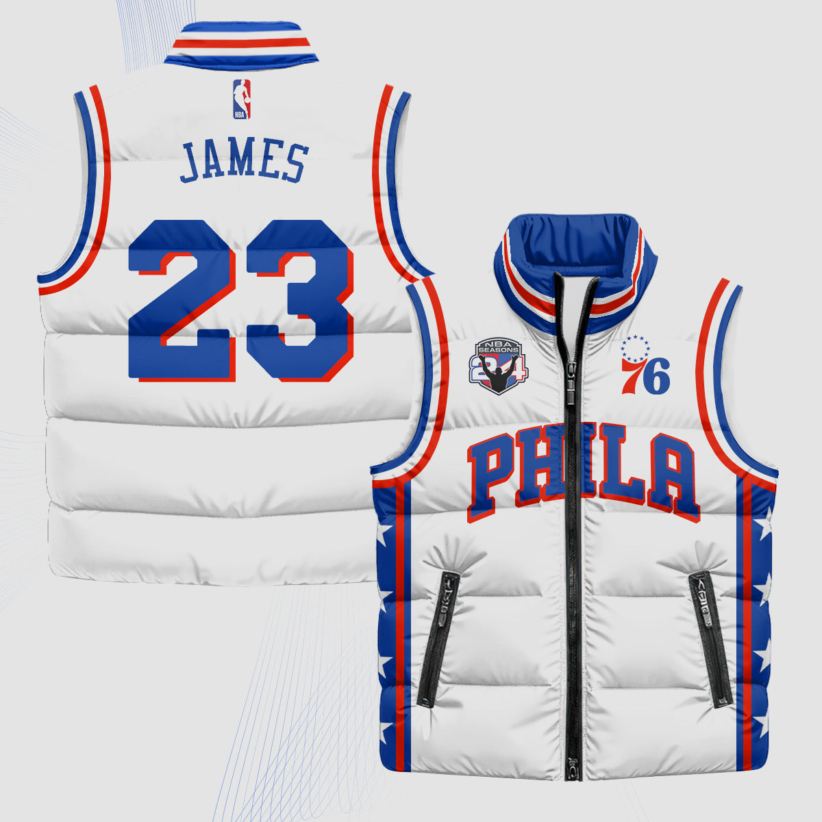 PHI Superteam 24th Season Patch Puffer Vest - Printed