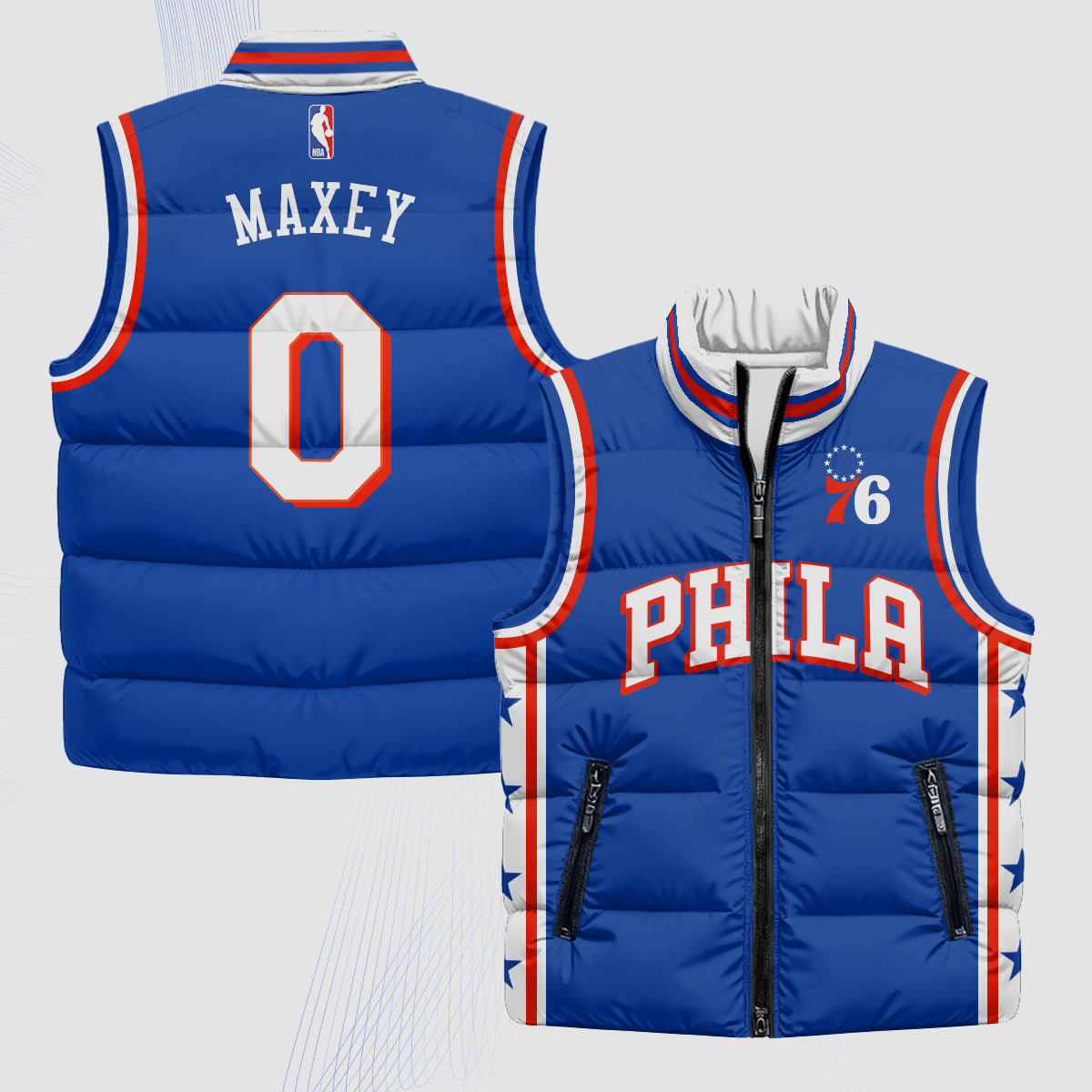 PHI Superteam 24th Season Patch Puffer Vest - Printed