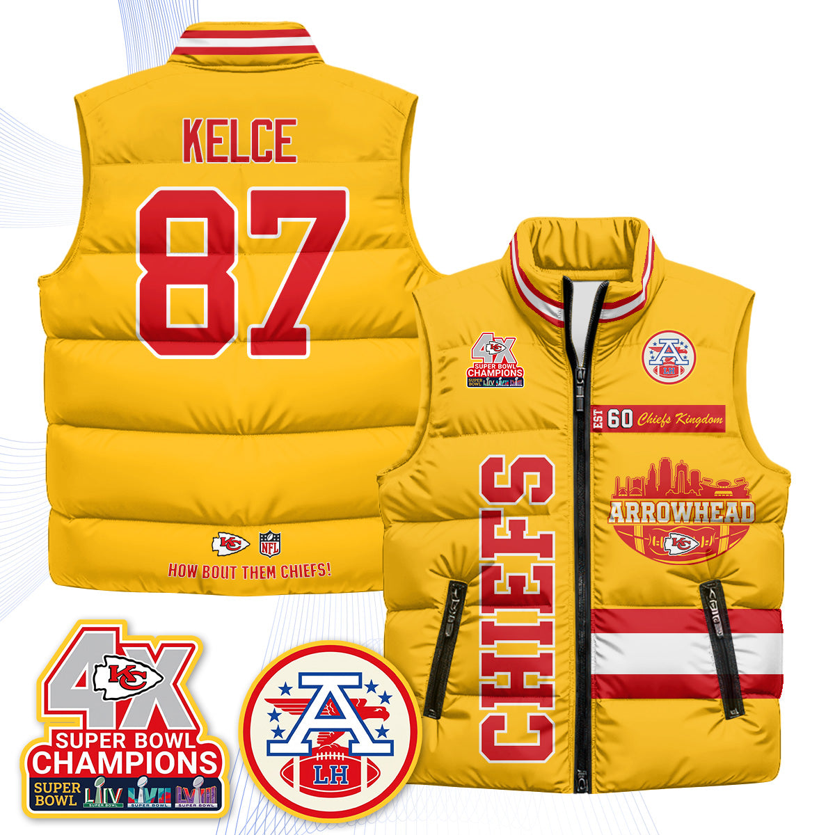 KC Arrowhead Puffer Vest - Printed