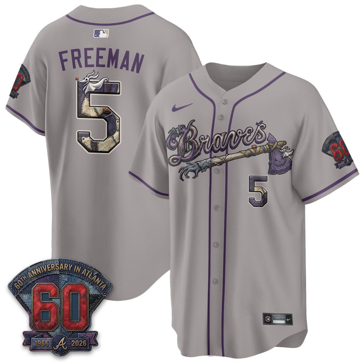 Atlanta Braves Nightmare Edition Vapor Jersey - Stitched