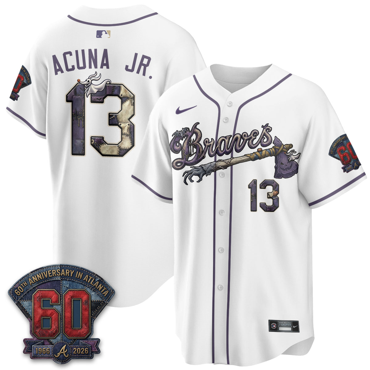 Atlanta Braves Nightmare Edition Vapor Jersey - Stitched