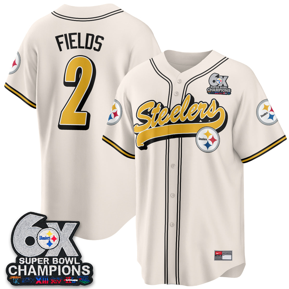 Pittsburgh Steelers 6x SBowl Baseball Vapor Jersey - Stitched