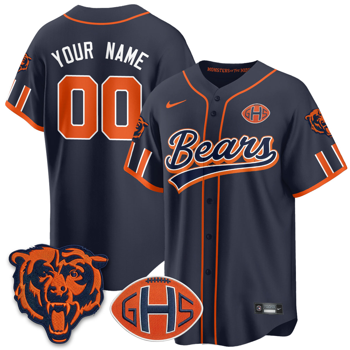 Chicago Bears 2026 Rivalries Baseball Vapor Custom Jersey - Stitched