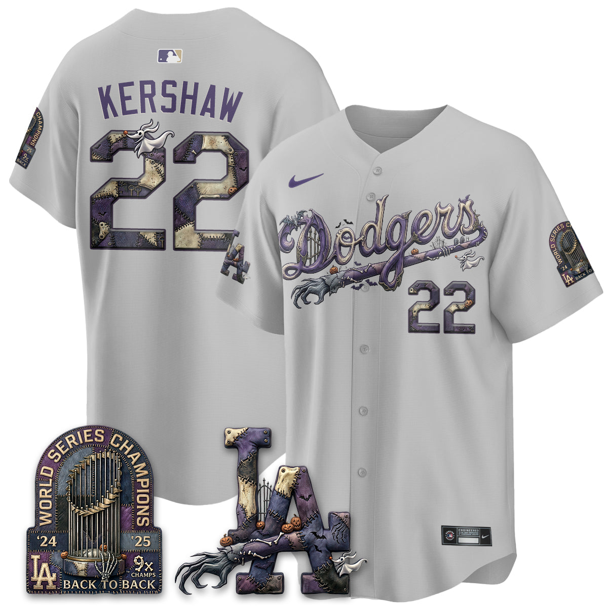 Los Angeles Dodgers Nightmare Edition Vapor Jersey - Printed