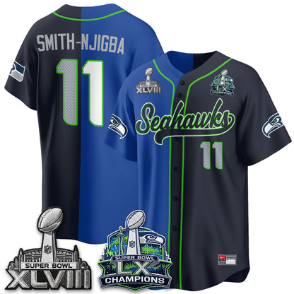 Seattle Seahawks S.Bowl Champs Split Baseball Vapor Jersey V1- Stitched
