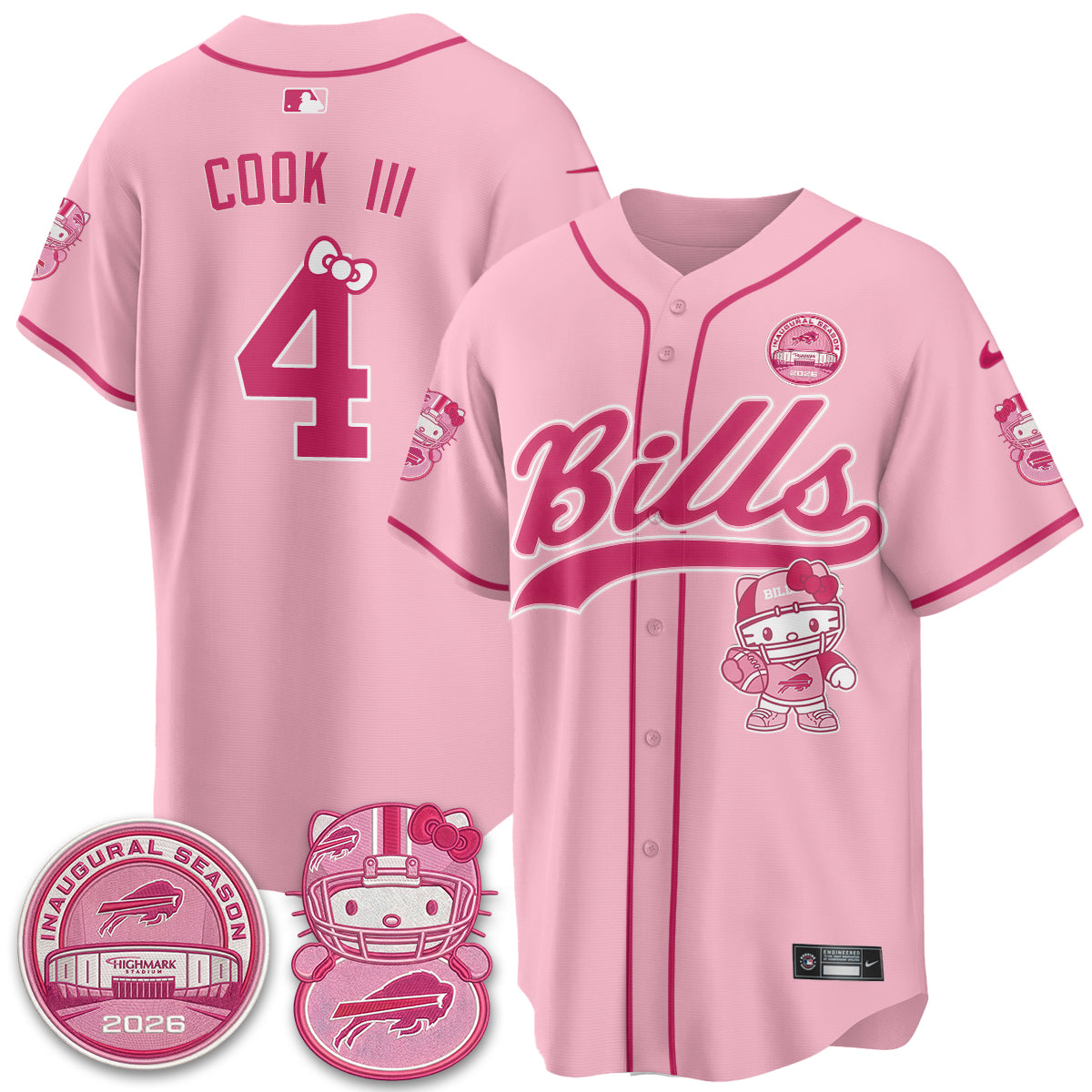 Buffalo Bills x Meow  Vapor Baseball Jersey - Stitched