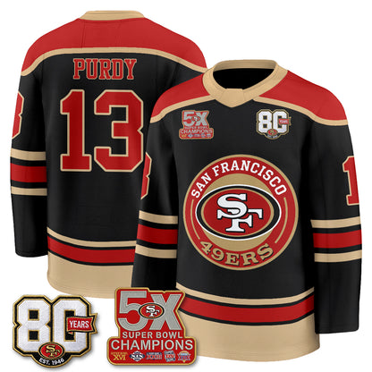 San Francisco 49ers 4X Champs Hockey Jersey - Stitched