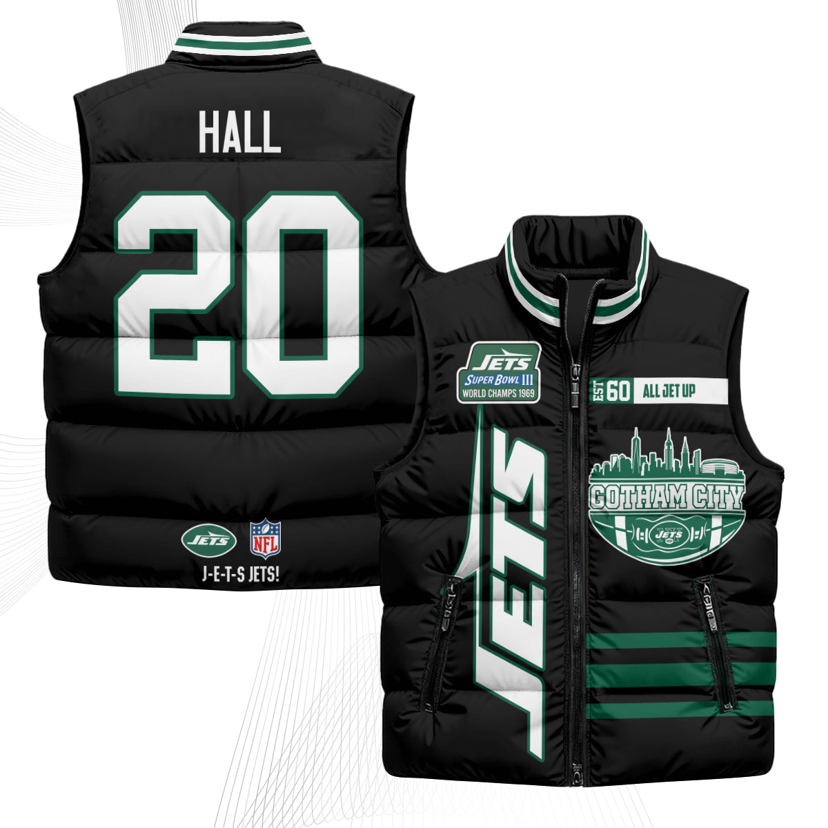 NYJ Gotham City Puffer Vest - Printed