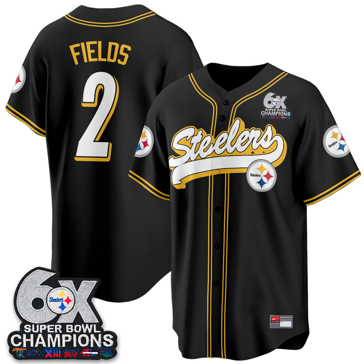 Pittsburgh Steelers 6x SBowl Baseball Vapor Jersey - Stitched