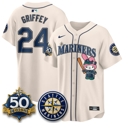 Seattle Mariners x  Pink Sanrio Friend Vapor Jersey - Stitched