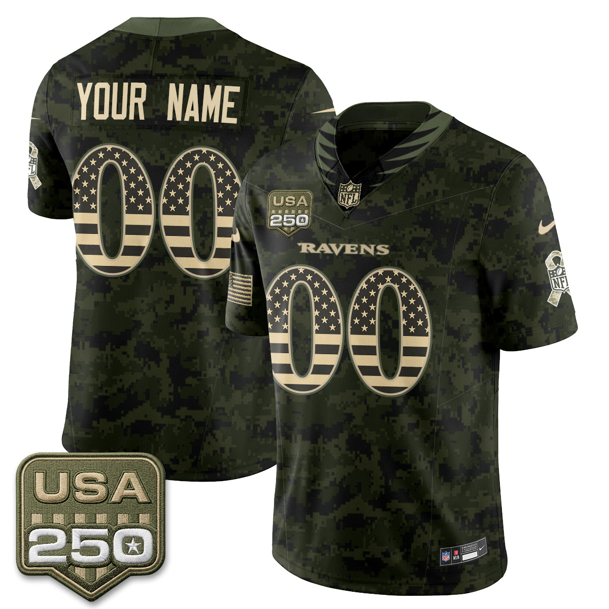 Baltimore Ravens 2026 Salute to Service Vapor Custom Jersey - Stitched